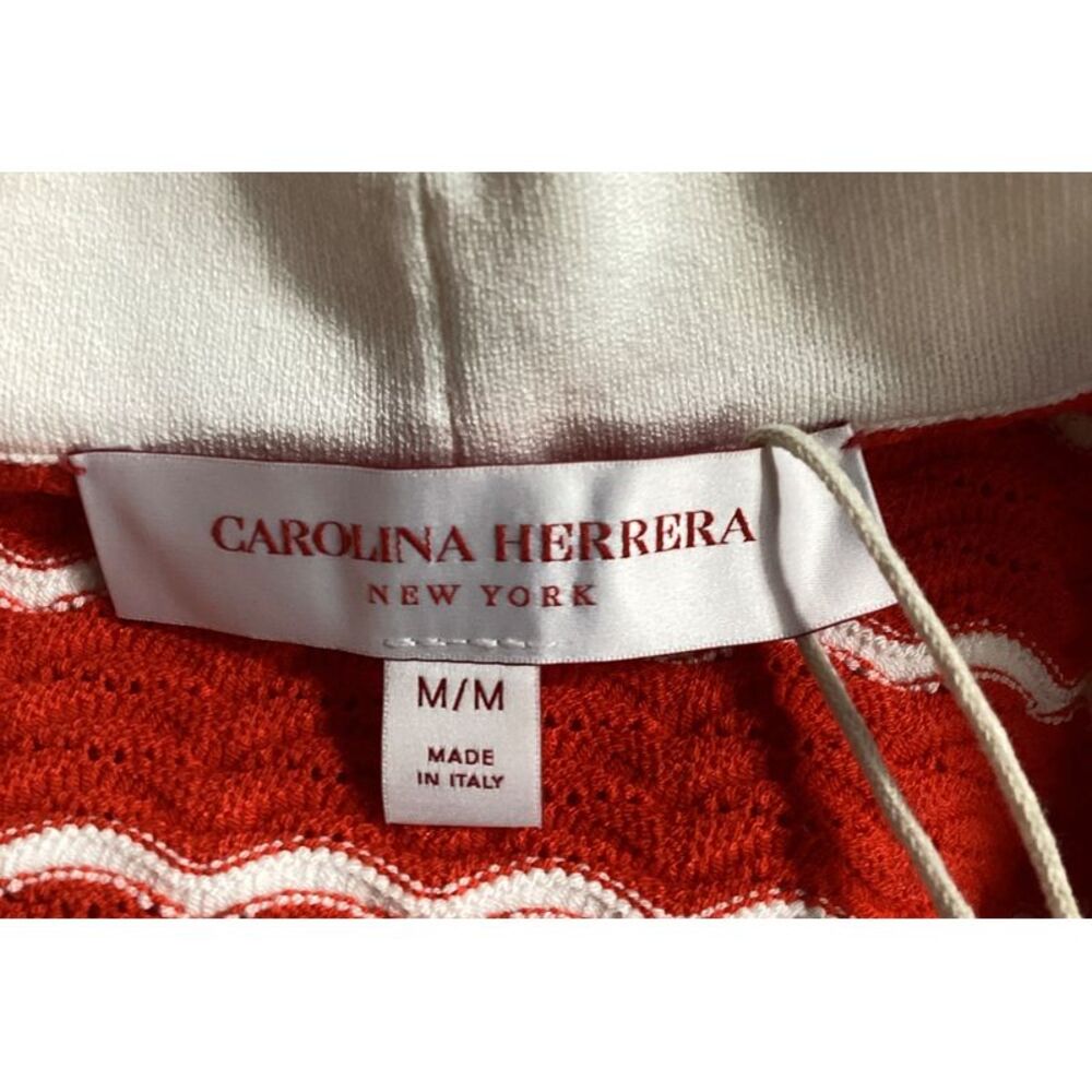 Carolina Herrera Striped Pointelle-Knit Shorts in Red Viscose - Picture 2 of 10